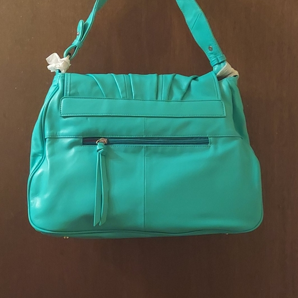 Simply Nina aqua blue lamb leather handbag - Picture 3 of 3